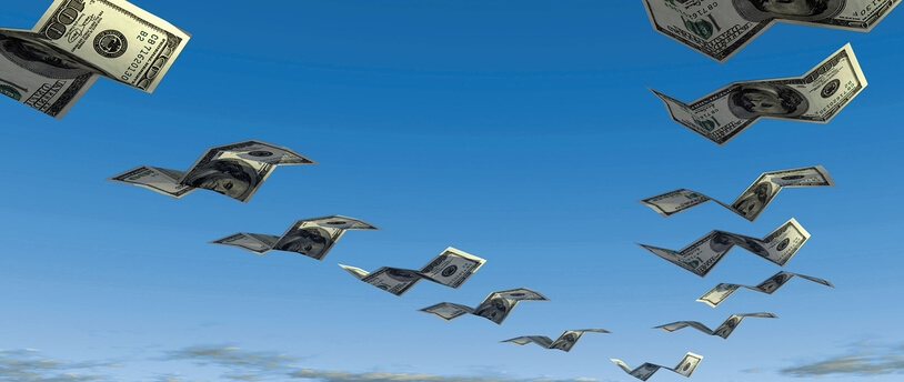 банкноты, "летящие" в виде птиц