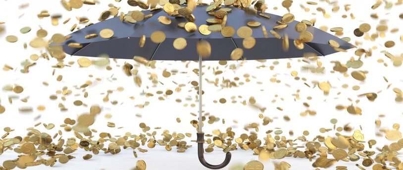 зонт под "денежным дождем"