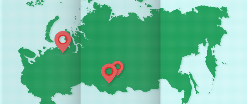 карта России с отмеченными на ней местами "наибольшего скопления" МФО