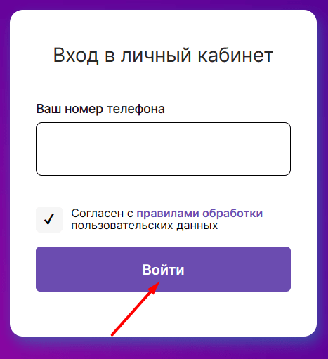 Скриншот формы с кнопкой Войти с сайта rubalek.ru