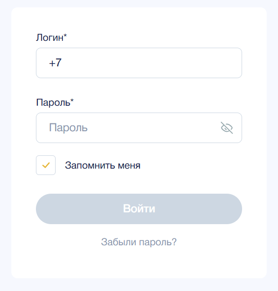 Скриншот формы входа в личный кабинет на сайте bankadeneg.ru