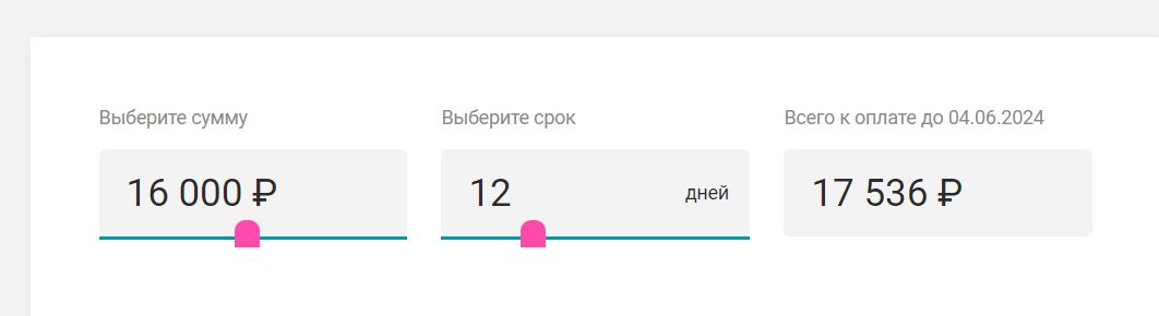 Скриншот формы кредитного калькулятора с сайта smartcash.ru