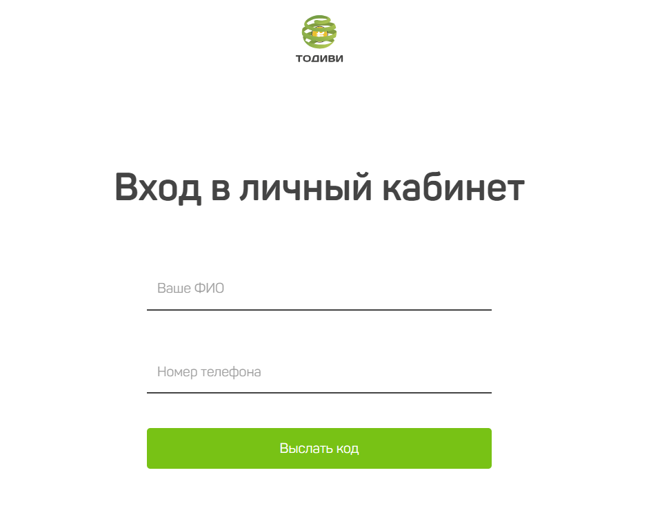 Скриншот входа в личный кабинет с сайта todivi.ru