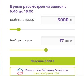 Скриншот времени рассмотрения заявки на займ с сайта polyzaim.ru