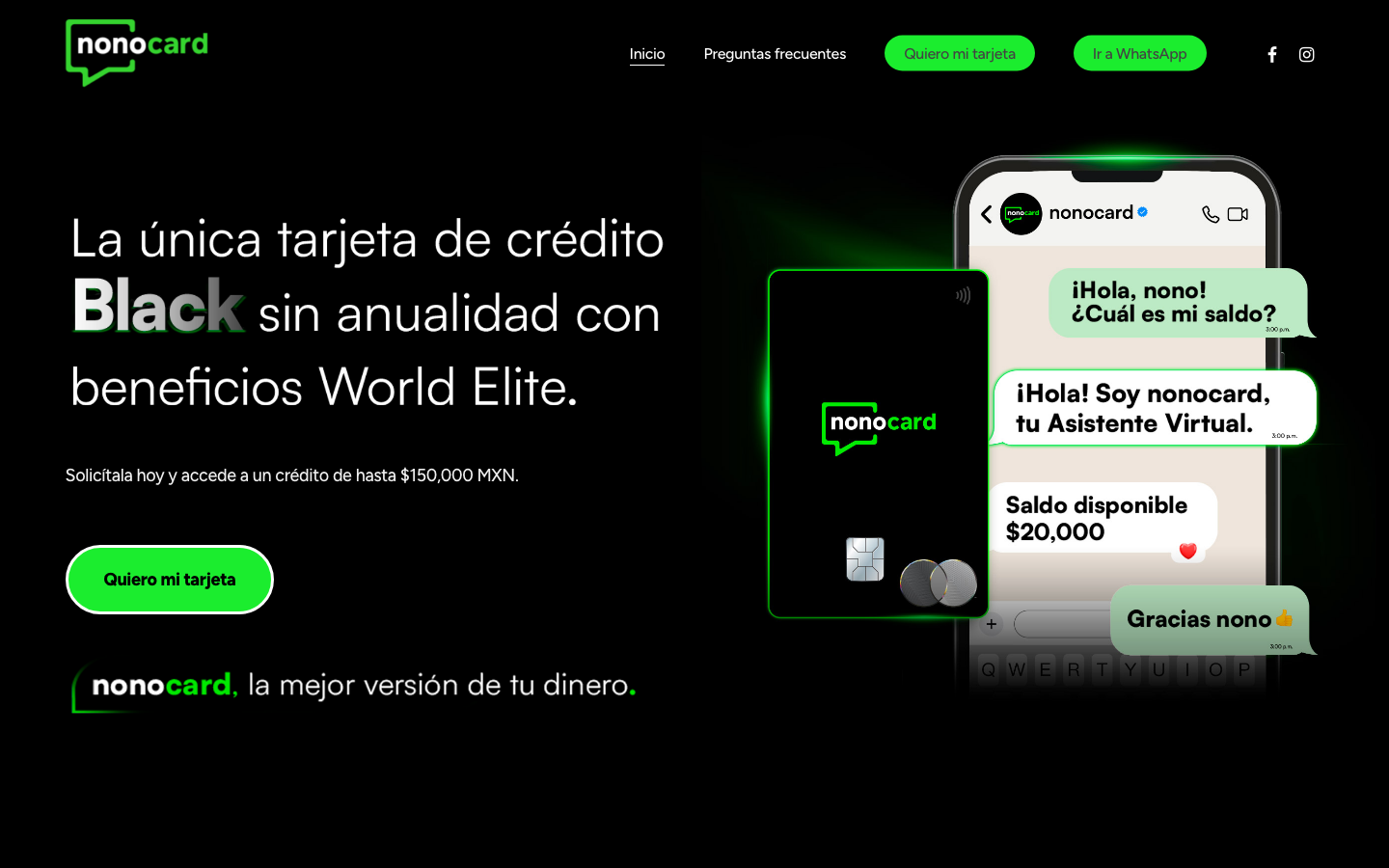 Interfaz oficial de Nonocard