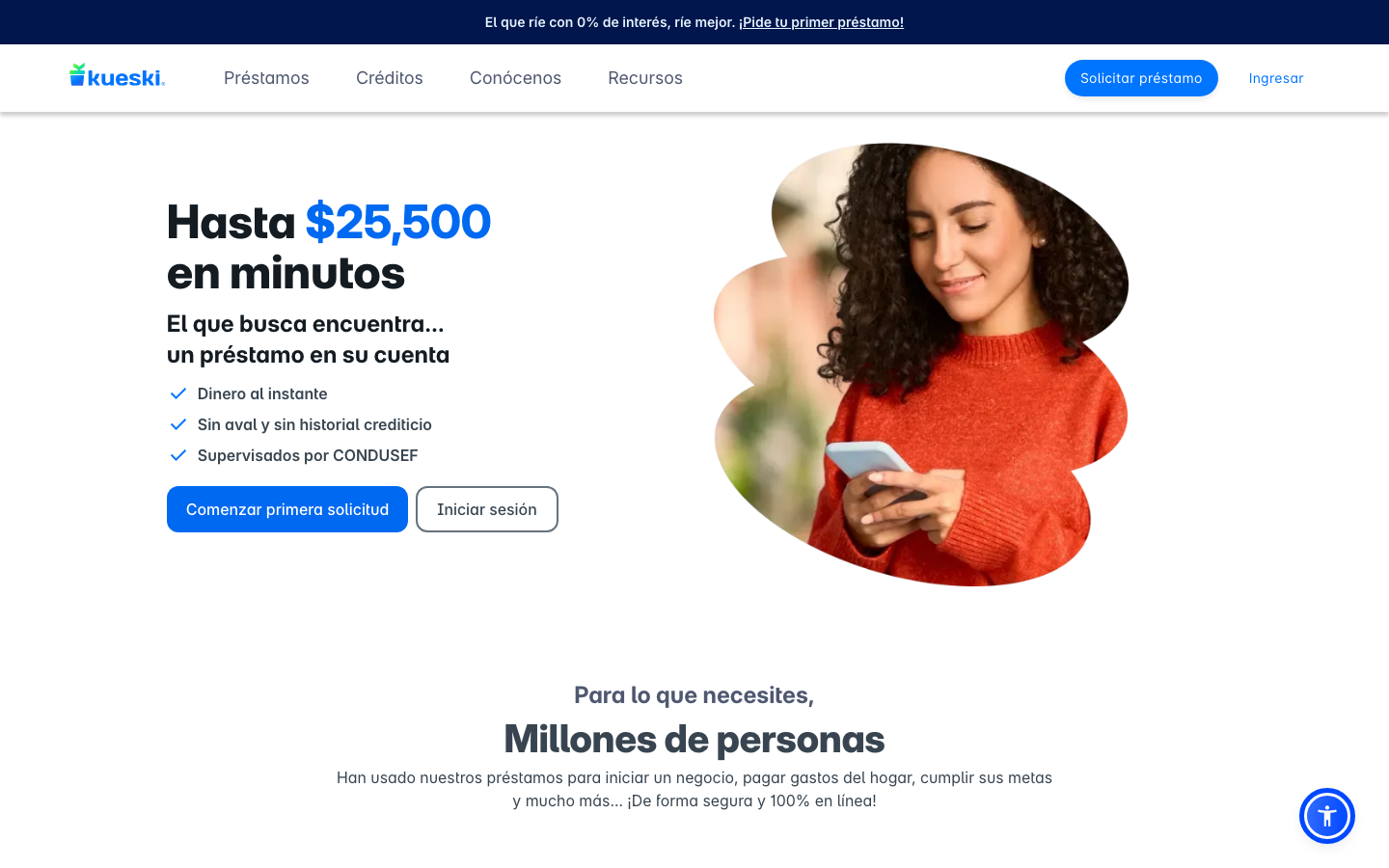 Interfaz oficial de Kueski