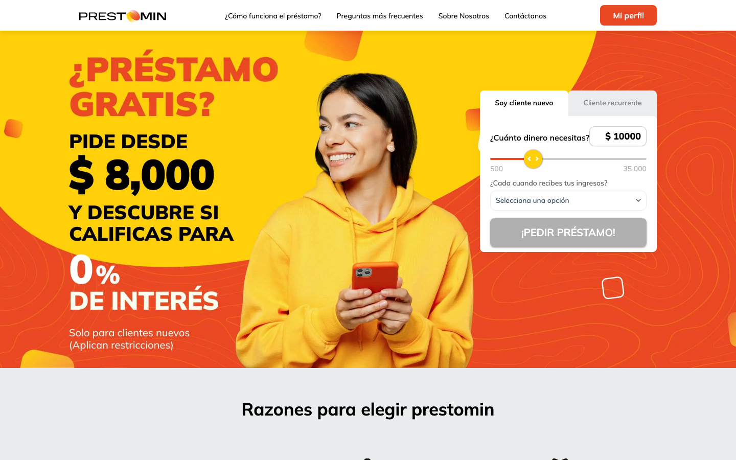 Página principal de Prestomin