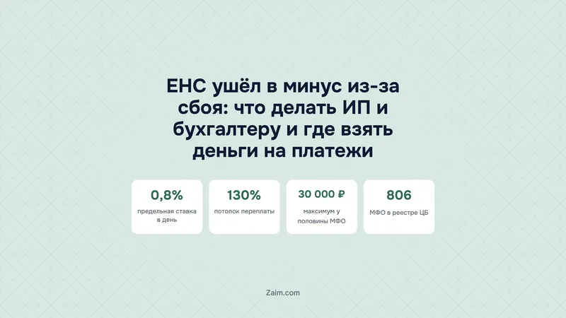 ЕНС ушёл в минус из-за сбоя: что делать ИП и бухгалтеру и где взять деньги на платежи