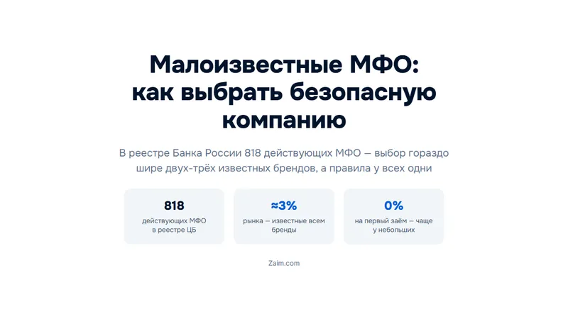 Малоизвестные МФО: список компаний и как выбрать безопасную