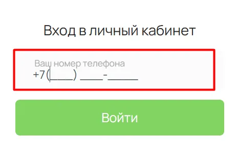 Скриншот формы входа в личный кабинет с сайта ecozaym24.ru