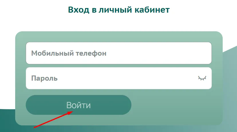Скриншот окна входа в личный кабинет с сайта finters-zaem.ru