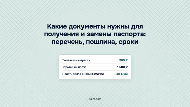 Какие документы нужны для получения и замены паспорта: перечень, пошлина, сроки