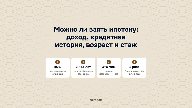 Можно ли взять ипотеку: доход, кредитная история, возраст и стаж