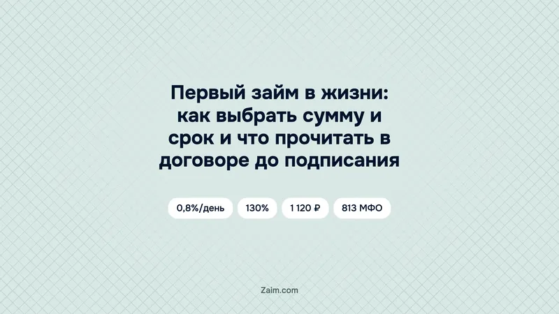 Первый займ в жизни: как выбрать сумму и срок и что прочитать в договоре до подписания
