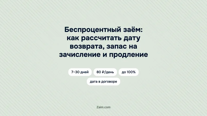 Беспроцентный заём: как рассчитать дату возврата, запас на зачисление и продление
