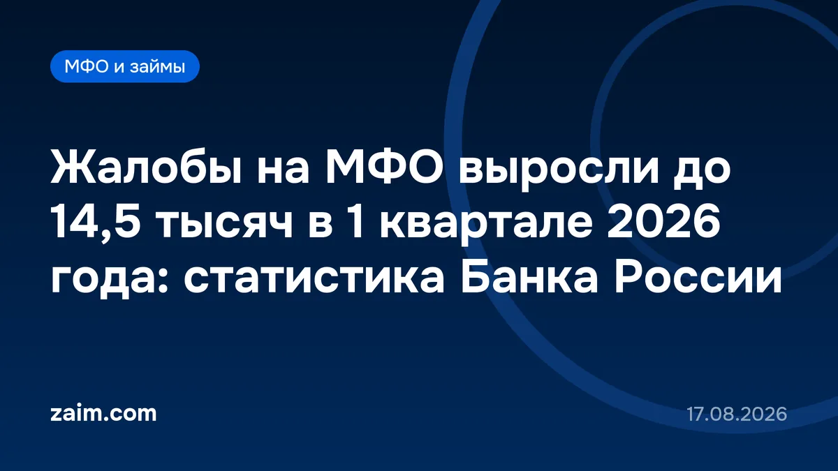 Жалобы на МФО выросли до 14,5 тысяч в 1 квартале 2026 года: статистика Банка России