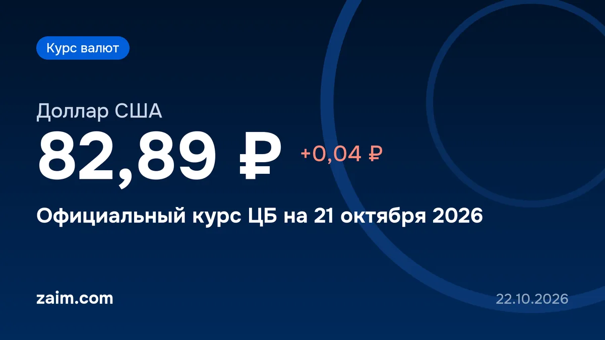 Курс доллара ЦБ на 22 октября 2026: ниже 82 ₽, рубль укрепился к основным валютам