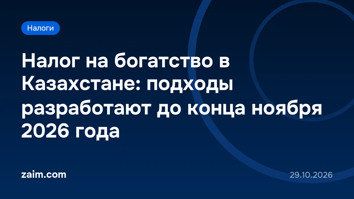 Налог на богатство в Казахстане: подходы разработают до конца ноября 2026 года