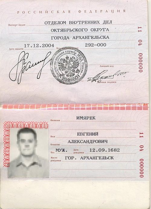 Скриншот страниц паспорта РФ. Источник: Википедия, пользователь Fnaq