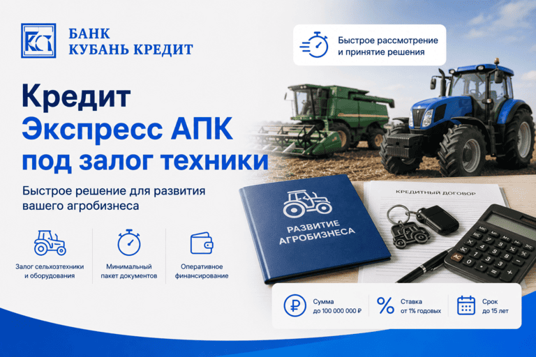 Кредит «Экспресс АПК под залог техники»