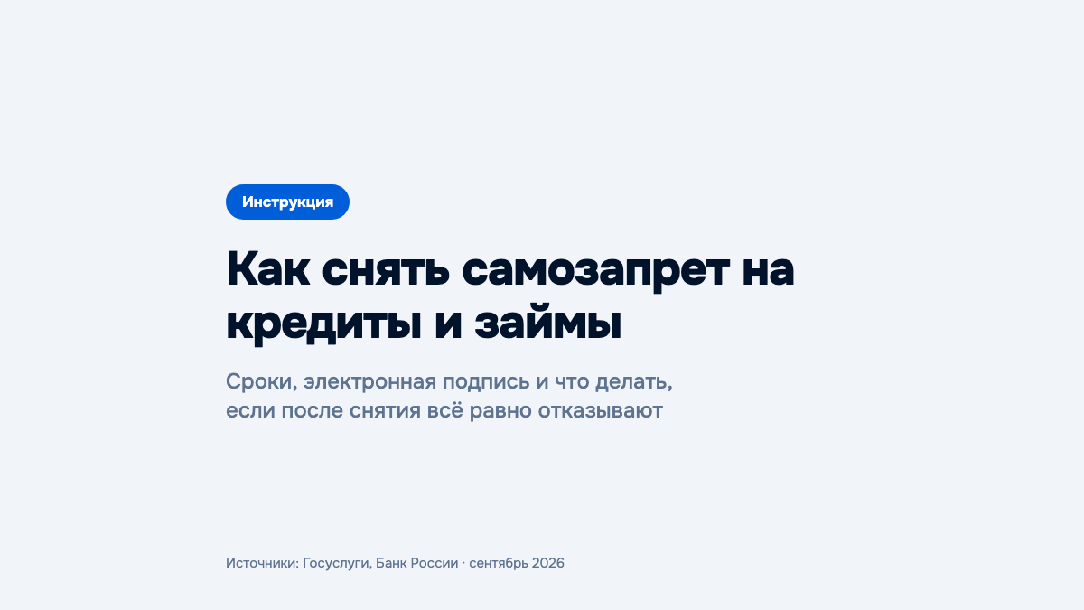 Как снять самозапрет на кредиты через Госуслуги: сроки и отказы